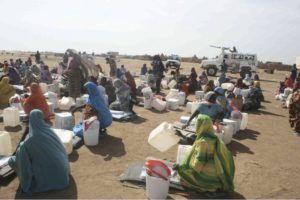 IDPs gathering at the Shangel Tobaya UNAMID Team Site in December 2010.
