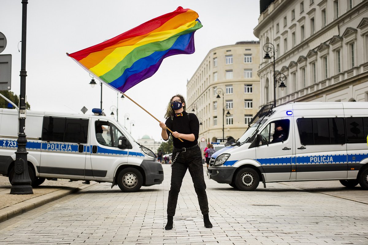 Protest przeciwko dyskryminacji osób LGBTI+ w Warszawie.